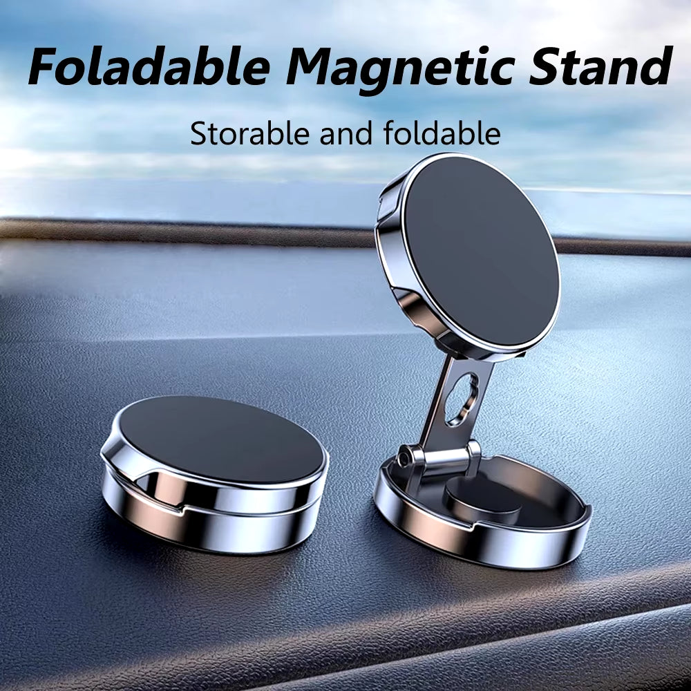 Round Folding Magnetic Car Holder 360 Degree Rotatable Mobile Phone Bracket Mount Strong Magnet Support for Iphone Samsung Stand