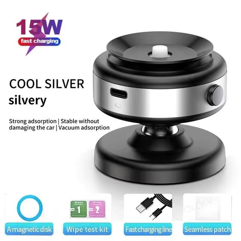 Wireless Charge 360°Rotatable Vacum Car Holder for Iphone Samsung Xiaomi Magnetic Car Mount Vacuum Phone Holder