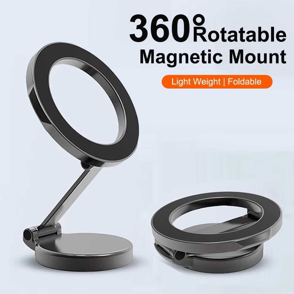 Magnetic Car Phone Holder for Magsafe 360 Degrees Adjustable Alloy Folding Magnetic Car Navigation Mount for Iphone 15 14 13 12