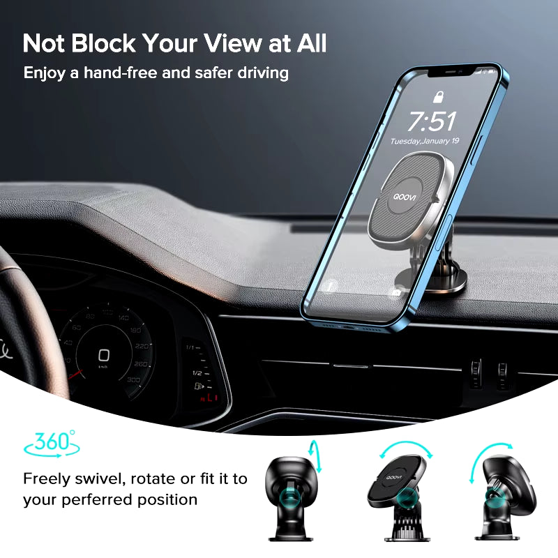 QOOVI Magnetic Car Phone Holder Stand 360 Degree Mobile Cell Air Vent Magnet Mount GPS Support for Iphone Xiaomi Samsung Huawei