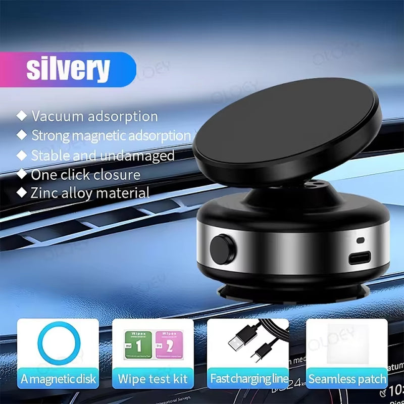 Wireless Charge 360°Rotatable Vacum Car Holder for Iphone Samsung Xiaomi Magnetic Car Mount Vacuum Phone Holder