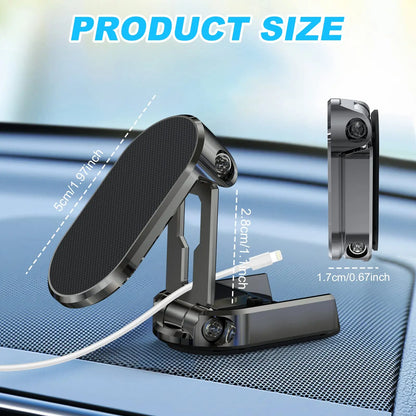 Metal Magnetic Car Mobile Phone Holder Folding Magnet Cell Phone Stand in Car GPS Support for Iphone Xiaomi 360° Rotatable Moun