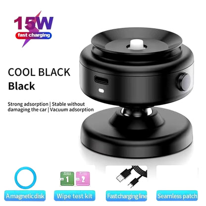 Wireless Charge 360°Rotatable Vacum Car Holder for Iphone Samsung Xiaomi Magnetic Car Mount Vacuum Phone Holder