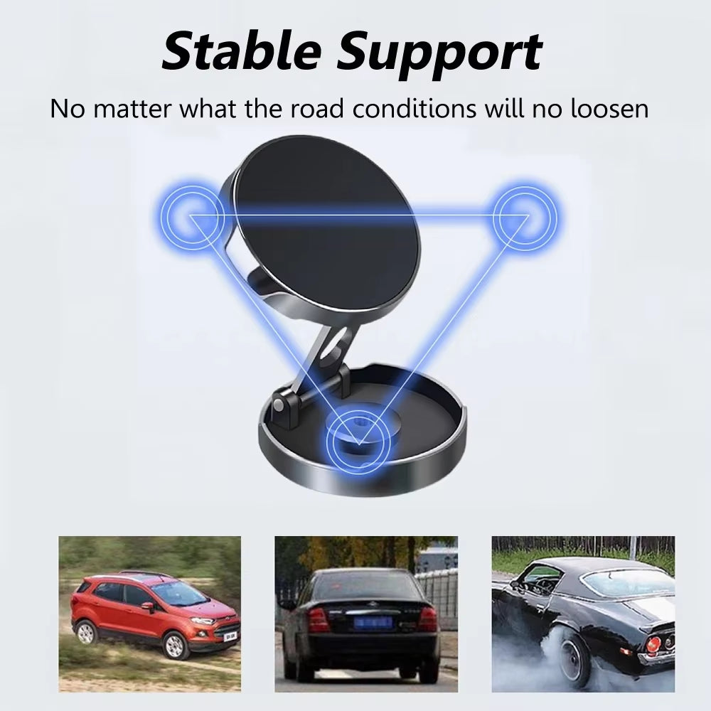 Round Folding Magnetic Car Holder 360 Degree Rotatable Mobile Phone Bracket Mount Strong Magnet Support for Iphone Samsung Stand